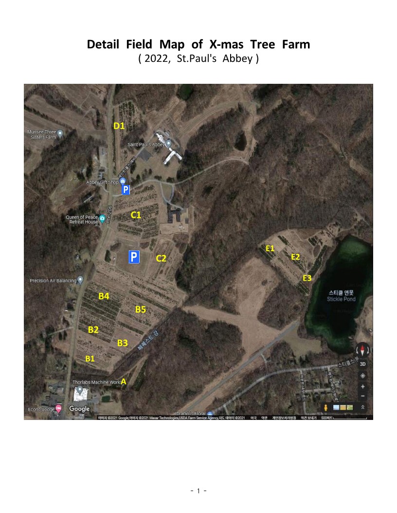 Detailed field map of the tree farm St. Paul's Abbey